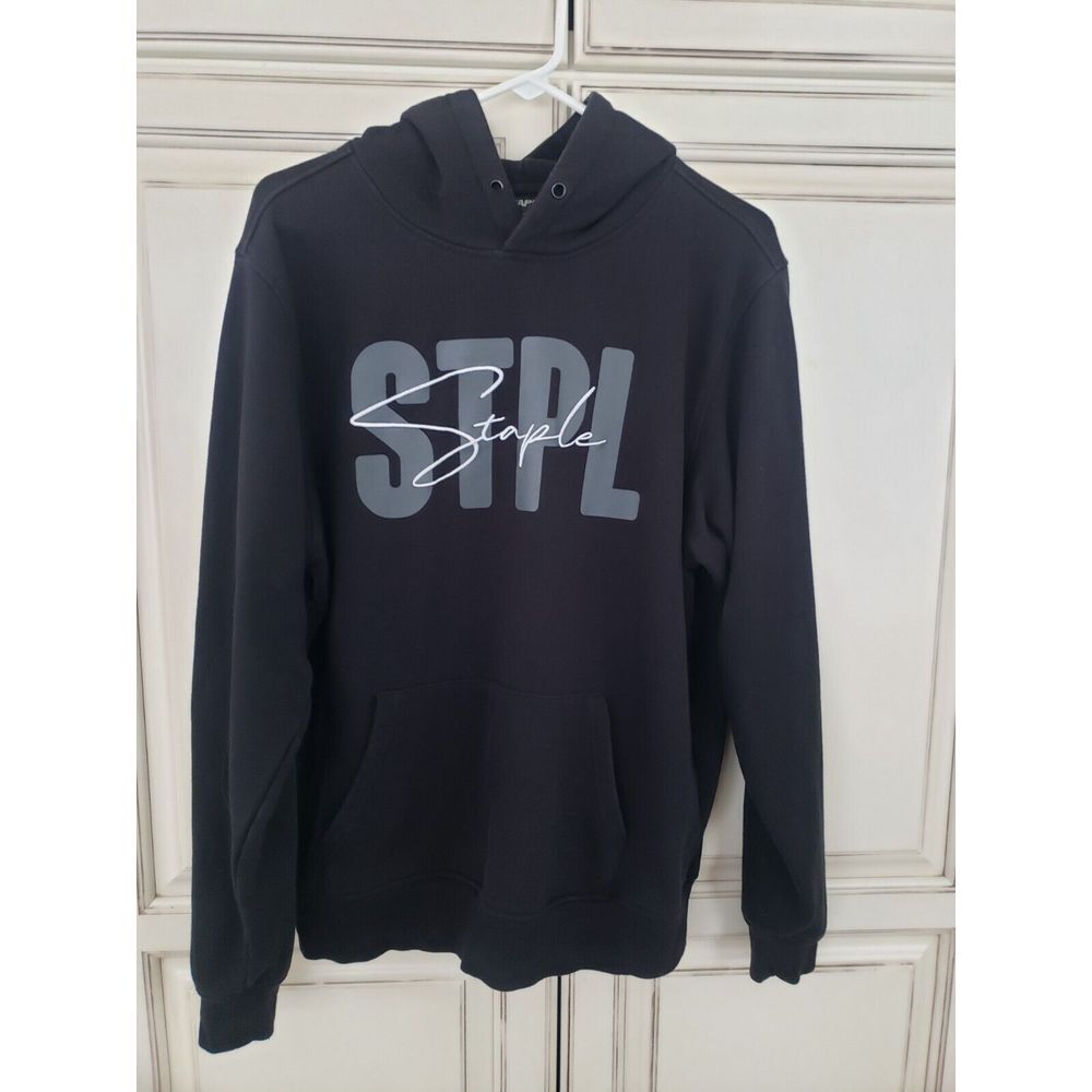 Staple‎ Script Embroidered Hoodie Sz Small Black